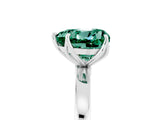 White gold Heart Cut Green Sapphire Solitaire Ring with Thin Band and Prong Setting_23