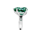 White gold Heart Cut Green Sapphire Solitaire Ring with Thin Band and Prong Setting_53