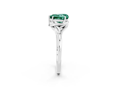 White gold Heart Cut Green Sapphire Solitaire Ring with Twist Band and Four-Prong Setting_38