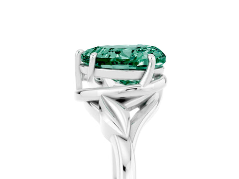 White gold Heart Cut Green Sapphire Solitaire Ring with Twist Band and Four-Prong Setting_41