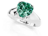 White gold Heart Cut Green Sapphire Solitaire Ring with Wide Band and Prong Setting_1