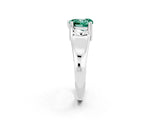 White gold Heart Cut Green Sapphire Solitaire Ring with Wide Band and Prong Setting_2