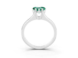 White gold Heart Cut Green Sapphire Solitaire Ring with Wide Band and Prong Setting_3