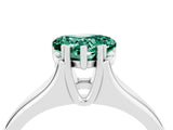 White gold Heart Cut Green Sapphire Solitaire Ring with Wide Band and Prong Setting_4