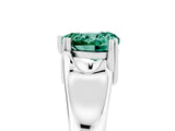 White gold Heart Cut Green Sapphire Solitaire Ring with Wide Band and Prong Setting_5