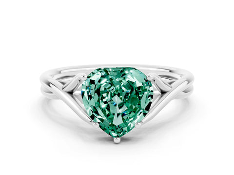 White gold Heart Cut Green Sapphire Solitaire Twist Band Prong Setting Ring_24