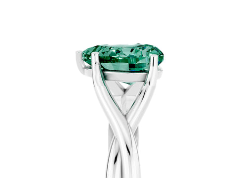 White gold Heart Cut Green Sapphire Solitaire Twist Band Prong Setting Ring_29