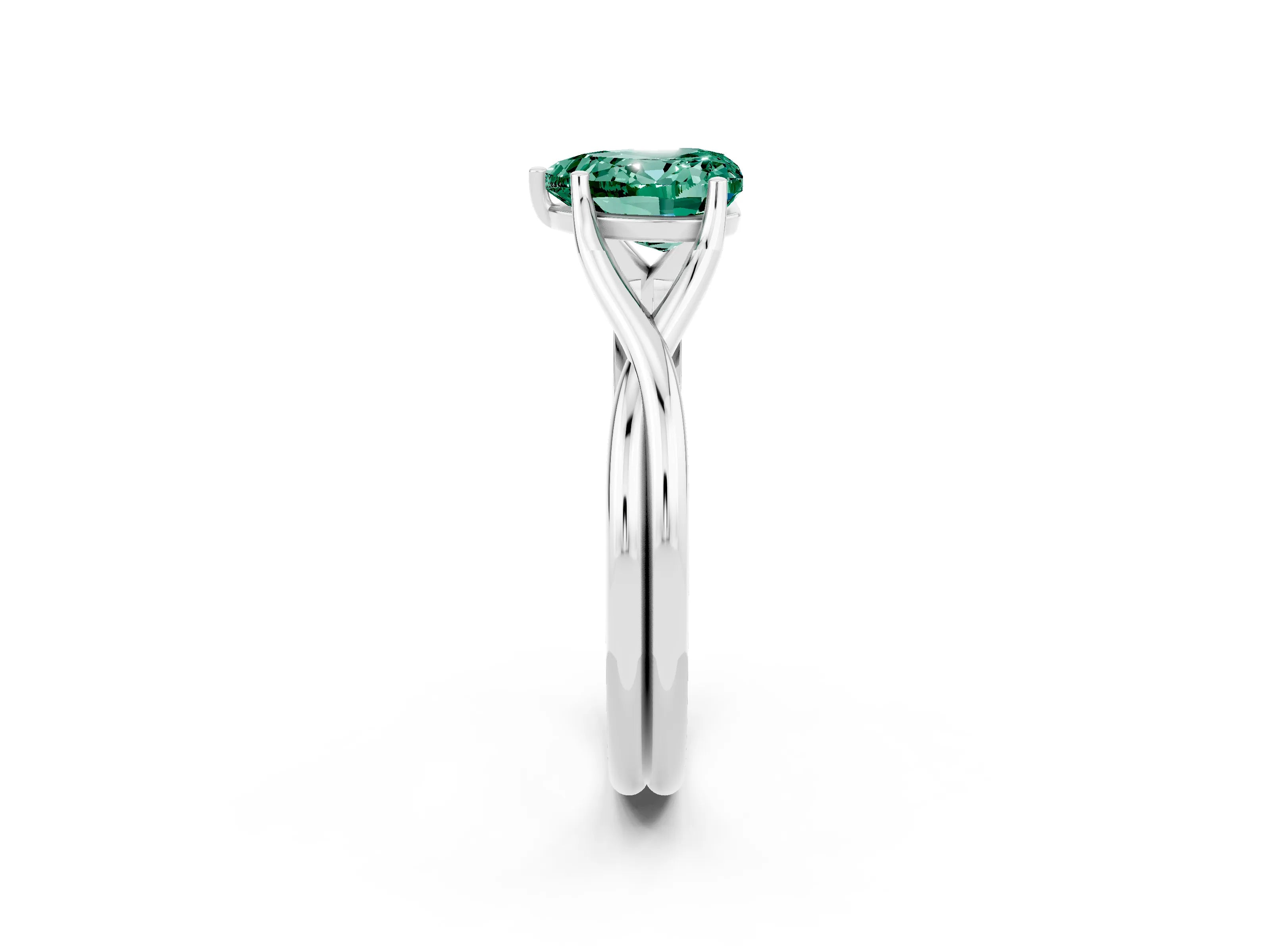 White gold Heart Cut Green Sapphire Solitaire Twist Band Prong Setting Ring_38