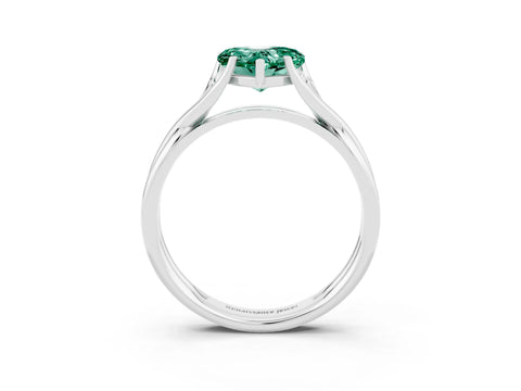 White gold Heart Cut Green Sapphire Solitaire Twist Band Prong Setting Ring_39