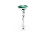 White gold Heart Cut Green Sapphire Solitaire Twisted Band with Round  Accents and Prong Setting_14