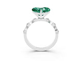 White gold Heart Cut Green Sapphire Solitaire Twisted Band with Round  Accents and Prong Setting_15