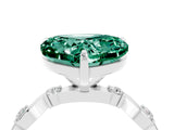 White gold Heart Cut Green Sapphire Solitaire Twisted Band with Round  Accents and Prong Setting_16
