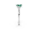 White gold Heart Cut Green Sapphire Solitaire with Side Baguettes and Channel Set Band_2