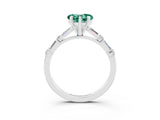 White gold Heart Cut Green Sapphire Solitaire with Side Baguettes and Channel Set Band_3