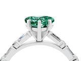 White gold Heart Cut Green Sapphire Solitaire with Side Baguettes and Channel Set Band_4