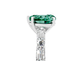 White gold Heart Cut Green Sapphire Solitaire with Side Baguettes and Channel Set Band_5