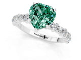 White gold Heart Cut Green Sapphire Solitaire with Side Stones, Pave Band, Four-Prong Setting_25