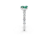 White gold Heart Cut Green Sapphire Solitaire with Side Stones, Pave Band, Four-Prong Setting_26