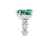 White gold Heart Cut Green Sapphire Solitaire with Side Stones, Pave Band, Four-Prong Setting_29