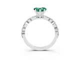 White gold Heart Cut Green Sapphire Solitaire with Side Stones on a Pavé Band and Four-Prong Setting_3