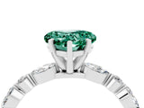 White gold Heart Cut Green Sapphire Solitaire with Side Stones on a Pavé Band and Four-Prong Setting_4