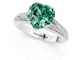 White gold Heart Cut Green Sapphire Split Shank Engagement Ring with Pavé Band_1