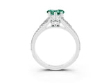 White gold Heart Cut Green Sapphire Split Shank Engagement Ring with Pavé Band_3