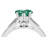 White gold Heart Cut Green Sapphire Split Shank Engagement Ring with Pavé Band_4