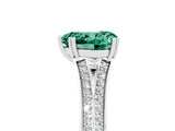 White gold Heart Cut Green Sapphire Split Shank Engagement Ring with Pavé Band_5