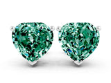 White gold Heart Cut Green Sapphire Stud Earrings_18