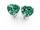White gold Heart Cut Green Sapphire Stud Earrings_19