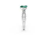 White gold Heart Cut Green Sapphire Three-Stone Ring with Pavé Split Shank and Four-Prong Setting_26