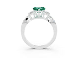 White gold Heart Cut Green Sapphire Three-Stone Ring with Pavé Split Shank and Four-Prong Setting_27