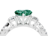 White gold Heart Cut Green Sapphire Three-Stone Ring with Pavé Split Shank and Four-Prong Setting_28