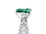White gold Heart Cut Green Sapphire Three-Stone Ring with Pavé Split Shank and Four-Prong Setting_29