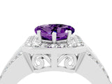 White gold Heart Cut Halo Amethyst Ring with Split Shank and Four-Prong Setting_4