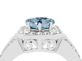 White gold Heart Cut Halo Aquamarine Ring with Split Shank and Four-Prong Setting_4