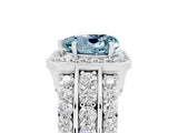 White gold Heart Cut Halo Aquamarine Ring with Split Shank and Four-Prong Setting_5