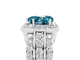 White gold Heart Cut Halo Blue Topaz Ring with Split Shank and Four-Prong Setting_5