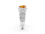 White gold Heart Cut Halo Citrine Ring with Split Shank and Four-Prong Setting_2