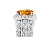 White gold Heart Cut Halo Citrine Ring with Split Shank and Four-Prong Setting_5