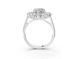 White gold Heart Cut Halo Cluster Diamond Ring with Pave Band and Four-Prong Setting_10