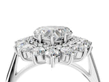 White gold Heart Cut Halo Cluster Diamond Ring with Pave Band and Four-Prong Setting_11