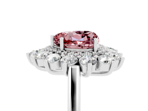 White gold Heart Cut Halo Cluster Diamond Ring with Pave Band and Four-Prong Setting_11
