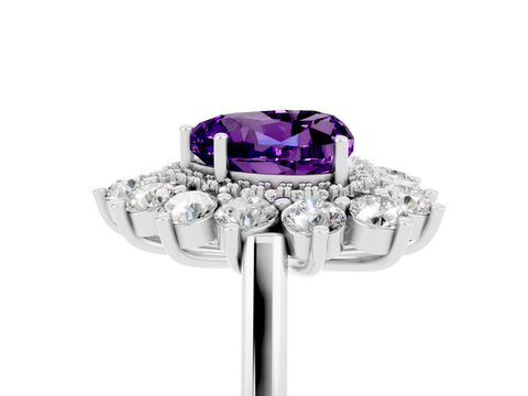 White gold Heart Cut Halo Cluster Diamond Ring with Pave Band and Four-Prong Setting_11