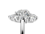 White gold Heart Cut Halo Cluster Diamond Ring with Pave Band and Four-Prong Setting_12