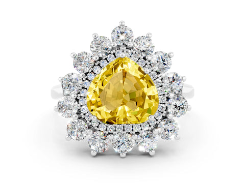 White gold Heart Cut Halo Cluster Diamond Ring with Pave Band and Four-Prong Setting_12
