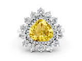 White gold Heart Cut Halo Cluster Diamond Ring with Pave Band and Four-Prong Setting_12