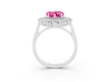 White gold Heart Cut Halo Cluster Diamond Ring with Pave Band and Four-Prong Setting_15