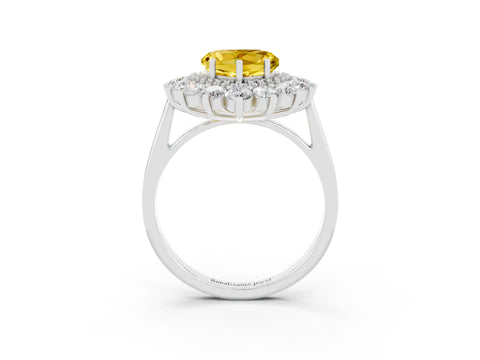 White gold Heart Cut Halo Cluster Diamond Ring with Pave Band and Four-Prong Setting_15